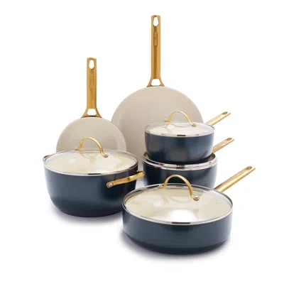 Greenpan Reserve Hard Anodized Healthy Ceramic Nonstick 10 Piece Cookware Set, Gold Handle, Dishwasher Safe In Multi