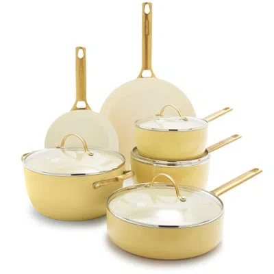 Greenpan Reserve Hard Anodized Healthy Ceramic Nonstick 10 Piece Cookware Set In Yellow