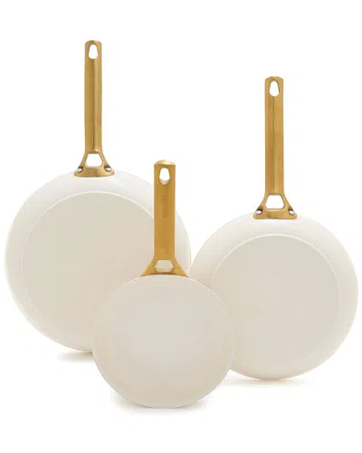 Greenpan Reserve Hard Anodized Healthy Ceramic Nonstick 8 10 & 12 3pc Frying Pan Skillet Set In White