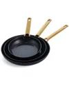 Greenpan Reserve Black Ceramic Nonstick 3pc Fry Pan Set In Black