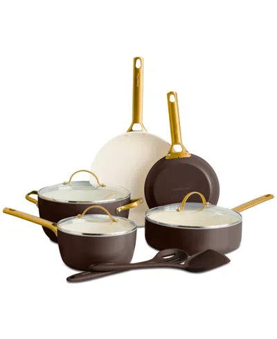 Greenpan Reserve Healthy Ceramic Nonstick Cookware Set, 10 Piece In Chocolate Brown