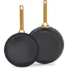 Greenpan Reserve Set Of 2 Ceramic Nonstick Frying Pans In Black