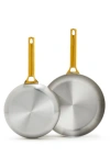 Greenpan Reserve Set Of 2 Stainless Steel Frying Pans In Silver
