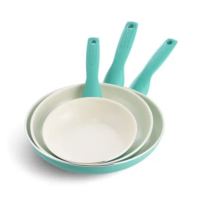 Greenpan Rio Healthy Ceramic Nonstick 7" 9.5" And 11" Frying Pan Skillet Set In Turquoise
