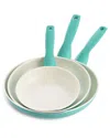 Greenpan Rio Healthy Ceramic 7", 9.5" And 11" Nonstick Frying Pan Skillet Set In Blue