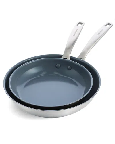 Greenpan Trevisio 9.5in & 11in Frypan Set In Blue