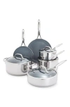 Greenpan Valencia 11-piece Stainless Steel Cookware Set In Stainless Steel