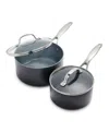 Greenpan Valencia Pro  Valencia Pro 4 Pieces Hard-anodized Aluminum Non Stick Cookware Set In Gray