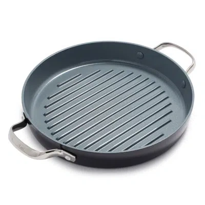 Greenpan Valencia Pro Healthy Ceramic Non Stick 11" Grill Pan In Gray