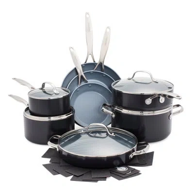 Greenpan Valencia Pro Hard Anodized Healthy Ceramic Nonstick 16 Piece Cookware Pots And Pans Set In Gray