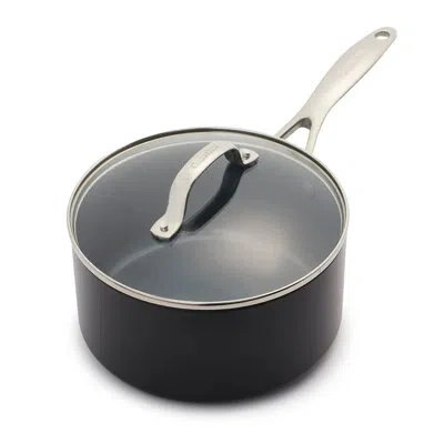 Greenpan Valencia Pro Healthy Ceramic Nonstick 2qt Saucepan With Lid In Black