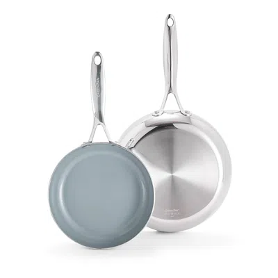 Greenpan Valencia Pro Stainless Steel 2 Pack Frypan Set In Blue