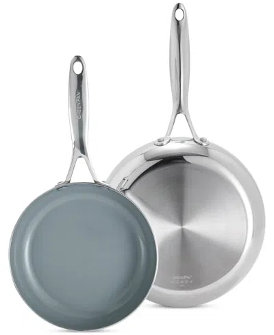 GREENPAN VALENCIA PRO STAINLESS STEEL 8" & 10" OPEN FRYPAN SET