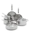 Greenpan Valencia Pro Stainless Steel Uncoated 10-pc. Cookware Set In Gray
