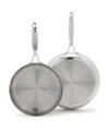 Greenpan Valencia Pro Stainless Steel Uncoated 2-pc. Frypan Set In Silver