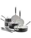 Greenpan X Bobby Flay Professional Grade Ceramic Nonstick 13-piece Cookware Set In Grey
