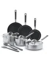Greenpan X Bobby Flay Stainless Steel Uncoated Nonstick 12-piece Cookware Set In Stainless Steel
