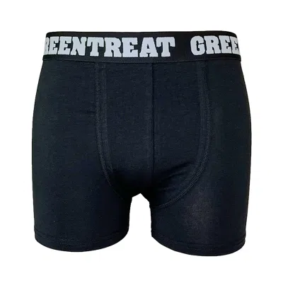 Greentreat Black / Blue Men's Boxers Black And Sky Blue In Black/blue