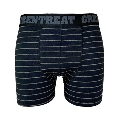 Greentreat Black / Grey Men's Boxers, Black, Charcoal Stripe In Black/grey