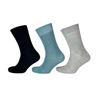 Greentreat Blue / Green / Grey Men's Bamboo Ankle Socks , Plain, Navy Turq, Grey In Multi