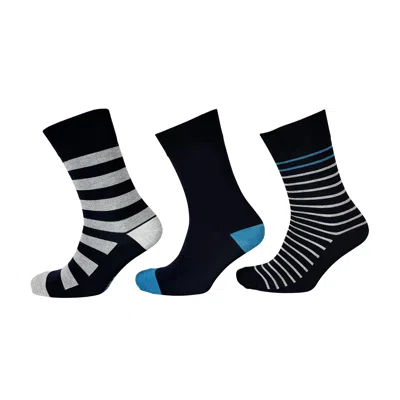Greentreat Blue / Grey / Green Men's Ankle Socks, Navy, Grey Stripe Socks In Multi