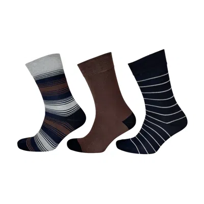 Greentreat Grey / Blue / Brown Men's Ankle Socks, Navy, Brown, Grey In Multi