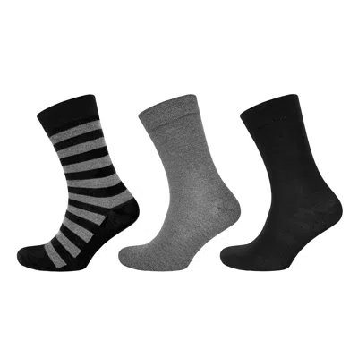 Greentreat Men's Black / Grey Black, Grey & Striped Bamboo Socks In Multi