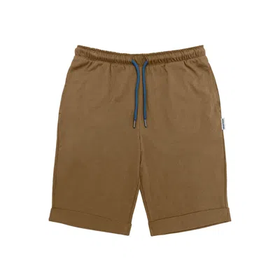 Greentreat Men's Green Khaki Turn-up Lounge Short