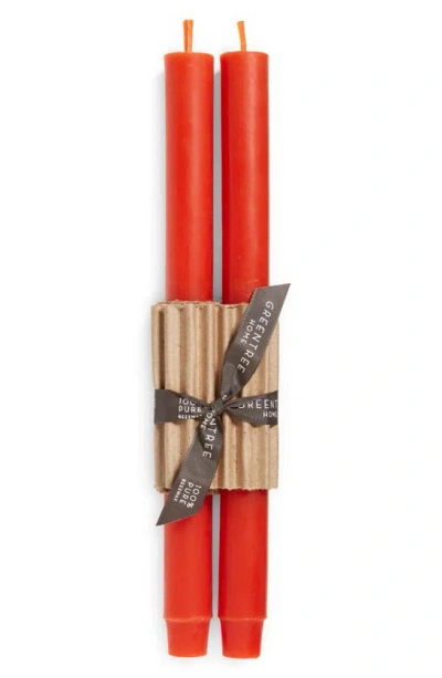 Greentree Home Set Of 2 Beeswax Taper Candles In Red