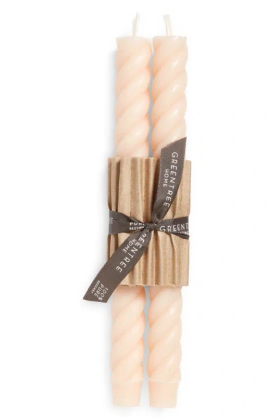 Greentree Home Set Of 2 Church Rope Taper Candles In Blush