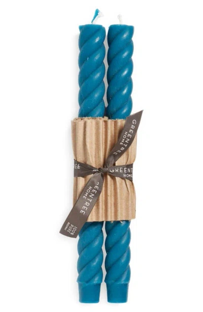 Greentree Home Set Of 2 Church Rope Taper Candles In Blue