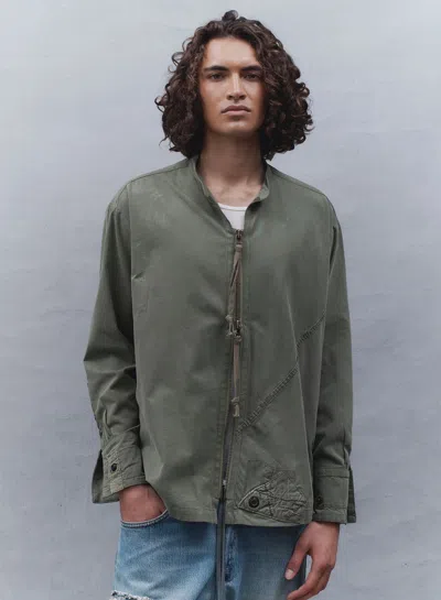 Pre-owned Greg Lauren $1150 T Army Tent Zip Front Studio Jacket In Green