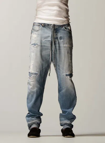 Pre-owned Greg Lauren $1250 T Tux Denim Lounge Pant Jeans In Blue