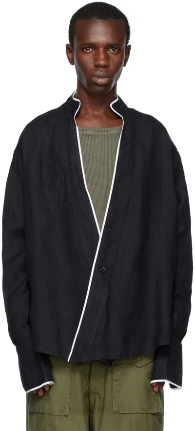 Pre-owned Greg Lauren $800 T Black Winged Gl1 Kimono Top Shirt