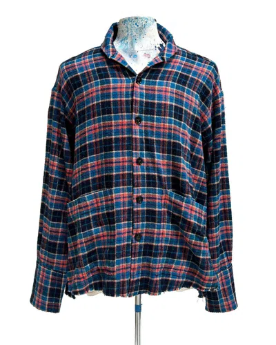 Pre-owned Greg Lauren $850 T Boxy Plaid Shirt In Multi