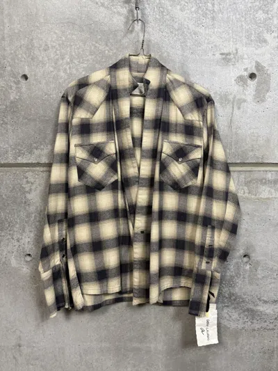 Pre-owned Greg Lauren $900 T Plaid Western Gl1 Flannel Shirt Kimono In Multi