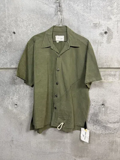 Pre-owned Greg Lauren $950 T Army Tent Short Sleeve Studio Shirt In Green