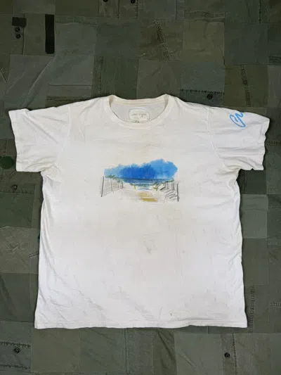 Pre-owned Greg Lauren Beach Tee In White