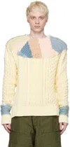 Greg Lauren Beige Stitchwork Fair Isle Sweater In Multi