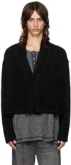 Greg Lauren Black Knit Wool Gl1 Cardigan In Black
