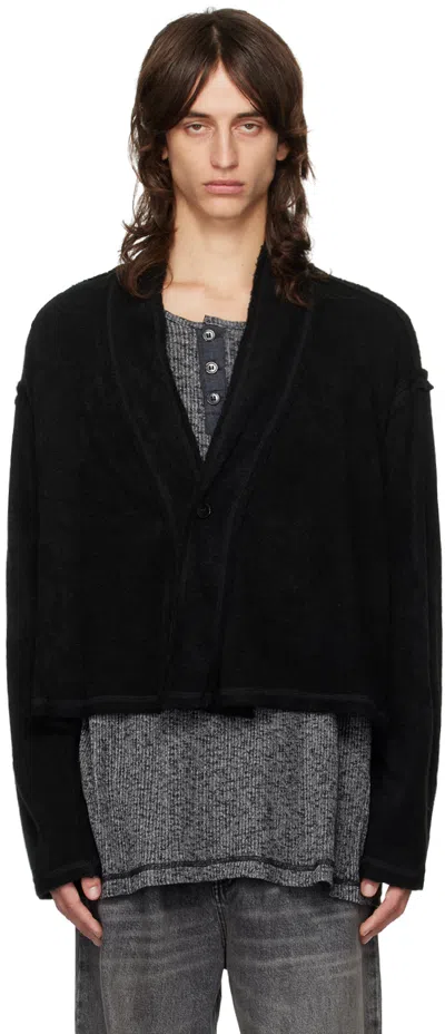 Greg Lauren Black Knit Wool Gl1 Cardigan
