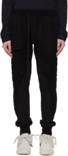 GREG LAUREN BLACK STITCHWORK 50/50 SWEATPANTS