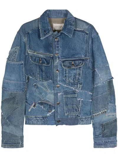 Greg Lauren Distressed Denim Jacket In Blau