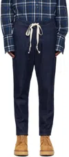 Greg Lauren Blue Drawstring Jeans In Blue