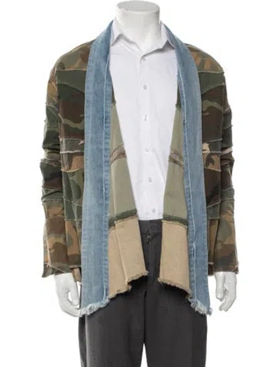 Pre-owned Greg Lauren Camouflage Print Jacket In Blue