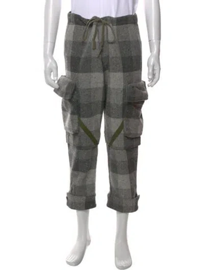 Pre-owned Greg Lauren Check Gl Cargo Cargo Pants In Gray