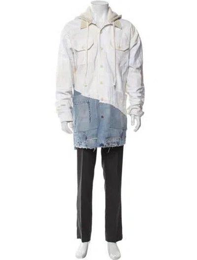 Pre-owned Greg Lauren Colorblock Pattern Jacket In White