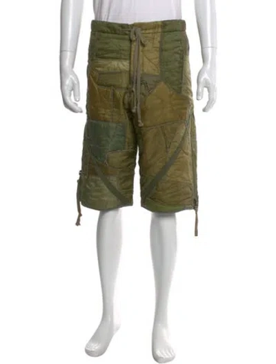 Pre-owned Greg Lauren Colorblock Pattern Jogger Shorts In Green