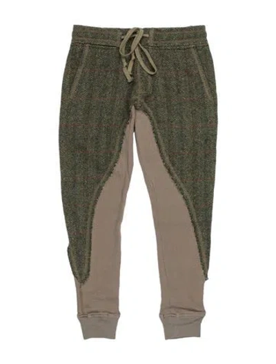 Pre-owned Greg Lauren Colorblock Pattern Joggers In Gray