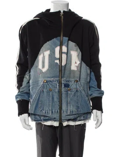 Pre-owned Greg Lauren Colorblock Pattern Windbreaker In Blue